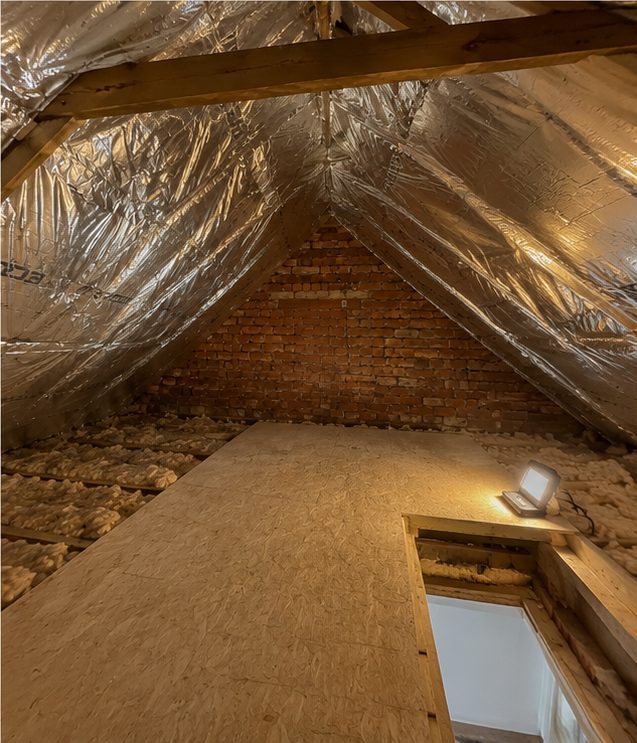 After: the completed SuperFOIL SF19 multifoil installation in a Brighton loft