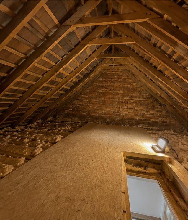 Before: the loft of a Victorian mid-terrace with a converted top floor in Brighton, ahead of the multifoil installation